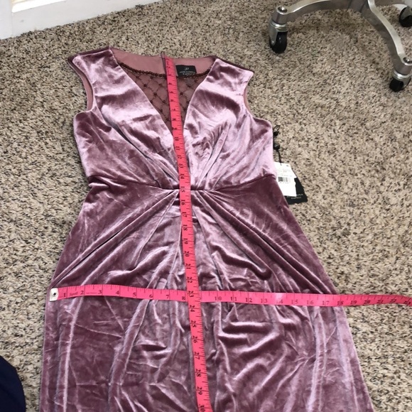 NWT Adrianna Papell Maxi Dress Size 4 Mauve Rose Pink Velvet Beaded Mermaid Gown - Picture 9 of 10